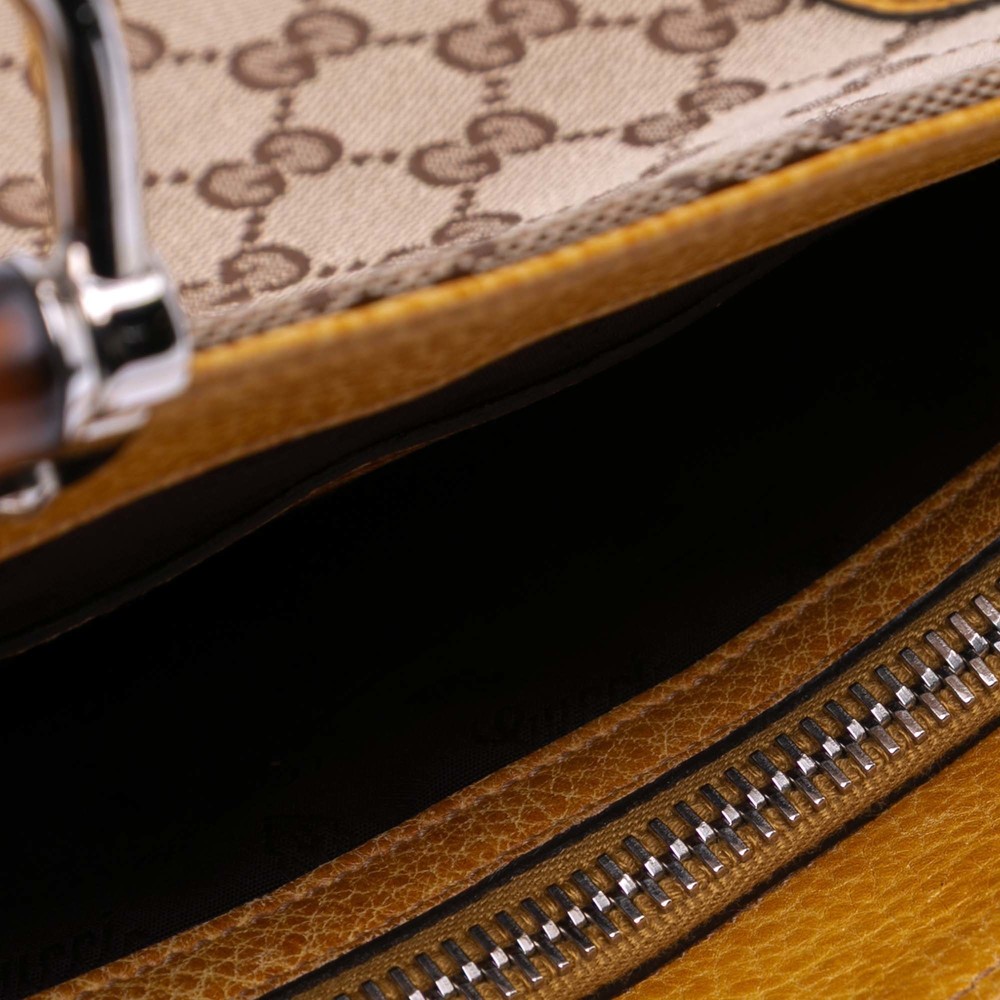 Pre-Loved Gucci Medium GG Canvas Bamboo Libeccio Tote - Picture 6 of 11